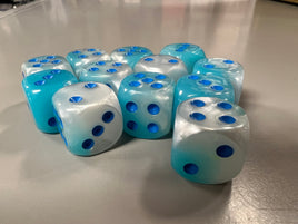 Chessex Dice Gemini Pearl Turquoise White/Blue 12 - 6-Side Die Set