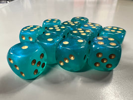 Chessex Dice Borealis Teal/Gold Luminary 12 - 6-Side Die Set