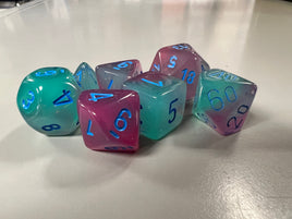 Chessex Dice Gemini Luminary Gel Green-Pink/Blue 7-Die Set