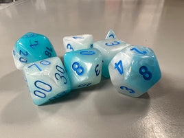 Chessex Dice Gemini Luminary Pearl Turquoise White/Blue 7-Die Set