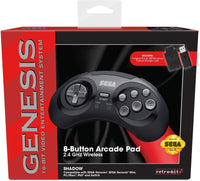 Retro-Bit Genesis 8-Button Arcade Pad (Black) 2.4GHz Wireless