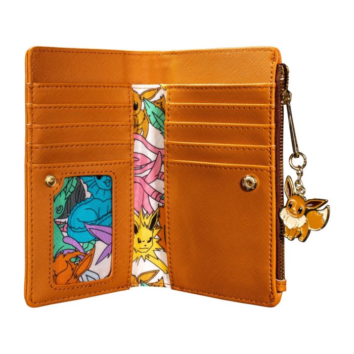 Loungefly Pokemon Eevee Evolutions Flap Wallet with Zipper Charm